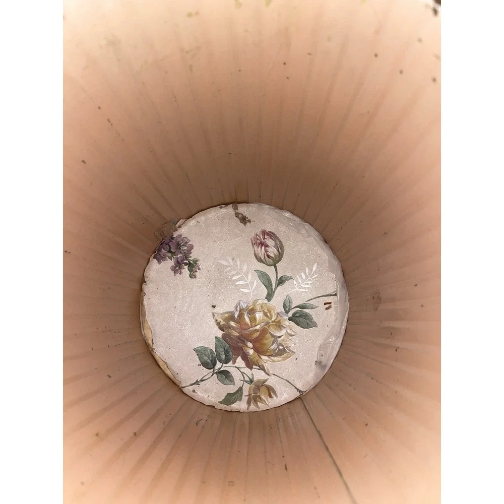 Vintage Hand Painted Tin/metal Trash Can Sunflowers Original Art